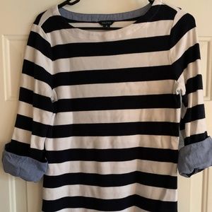 Nautica | Navy + white striped sweater | M